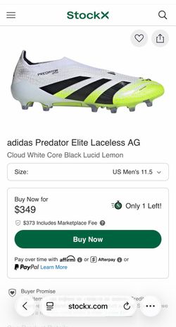 Adidas Predator laceless size 10