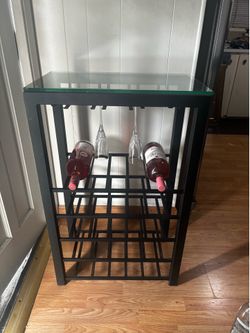 Modern Wine Rack & Glass Holder with Glass Top – Stylish & Space-Saving (Or Best Offer)