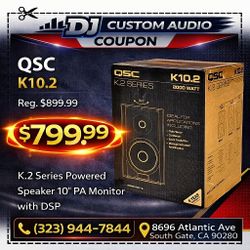 QSC K.2 Series 2000 Watts 10" 2-Way PA Speaker K10.2 Active Monitor 🚨 Payment Options Available 🚨 No Credit Needed 🚨 