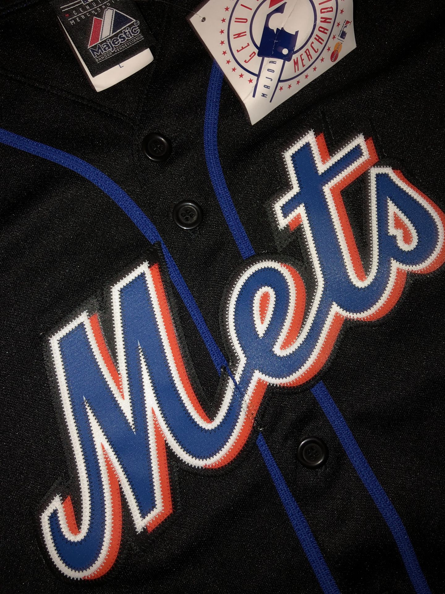 New York Mets Womens MLB Black / Blue / Orange Baseball Jersey (XL
