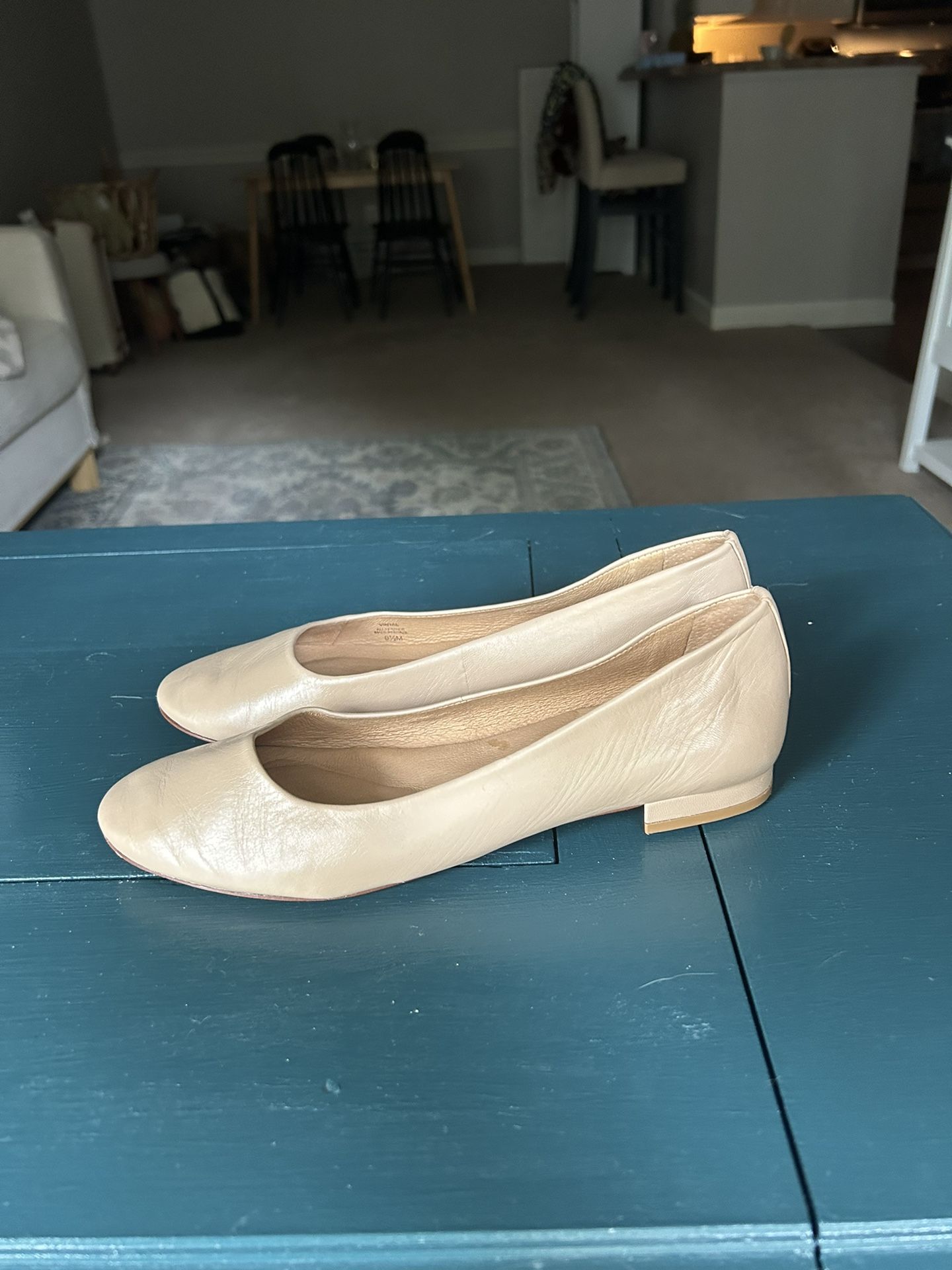 Nude Leather Flats Size 8.5