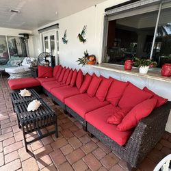 Ratan Sunbrella Cushion Couch Very Well Made-can Be Sectional L Shaped-straight- 