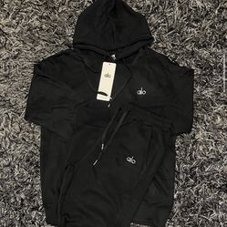 🚀 ALO Black Zip-Up Hoodie + Jogger Set 