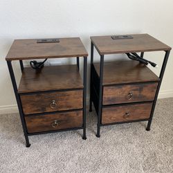 Nightstands With 2 Fabric Drawers 