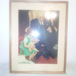 Norman Rockwell art wooden framed 18 in in length good condition