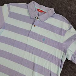 IZOD Blue Striped Polo Size Large