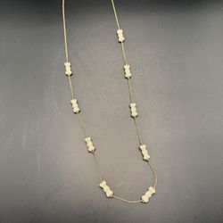 Kate Spade Take a Bow Gold Necklace with Cream Bows - EUC