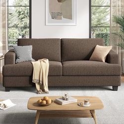 84 Inch Sofa with Extra Deep Seats Oversize, Linen Fabric 2 Seater Sofa for Living Room,Modern Couch and Loveseat, Comfy Armrests and Seats