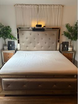 Z Gallerie king bed frame with headboard