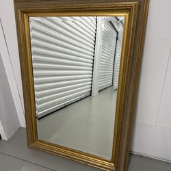 Large Ornate Gold Beveled Mirror – 44” × 32” Vintage-Style Frame