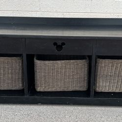 Mickey Mouse Collectors Black Bench With Storage Baskets