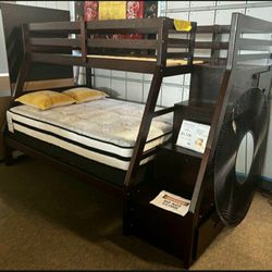 Brand New Ellington Twin Over Full Bunk Bed Dark Walnut Fast Delivery 