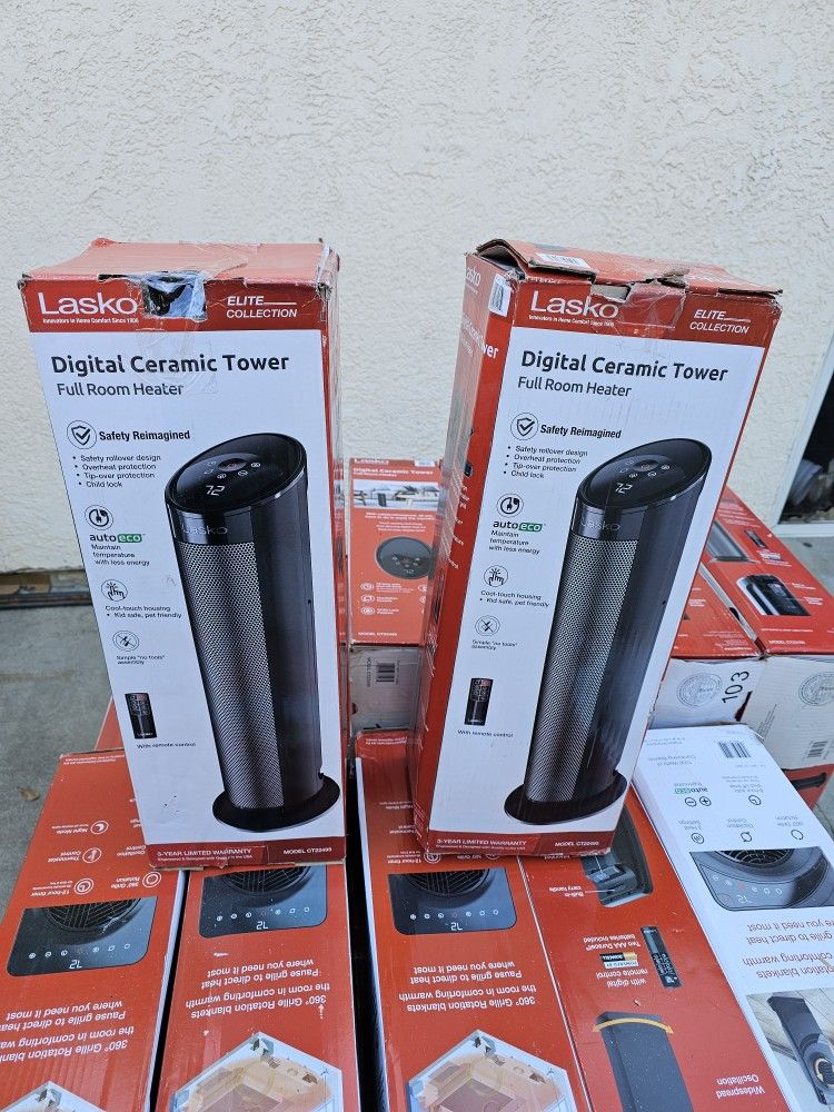 NEW EACH FOR SALE LASKO HEATERS FULL BIG ROOM NEW MODELS,ECO ELECTRIC SAVER,ROTATE,OSCILLATOR, DIGITAL INCLUDING REMOTE CONTROL FOR ANY QUESTION TEXT 