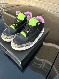 Jordan 3 Mid Black Purple Electric Green size 11c