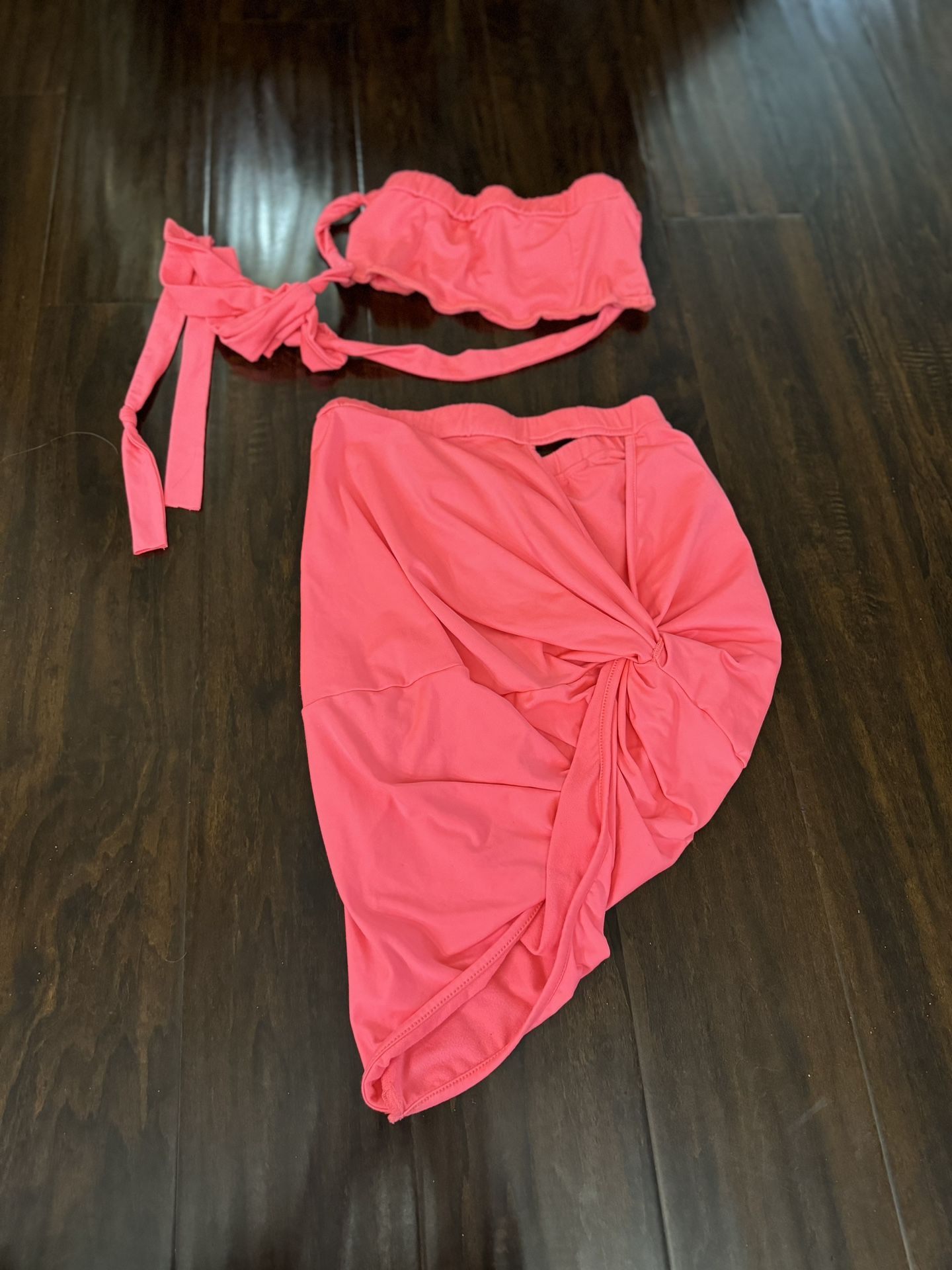2 Piece Hot Pink Tube Top And Skirt