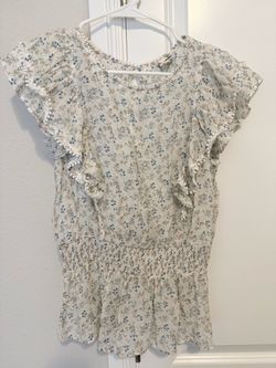 Floral Ruffle Sleeve Blouse