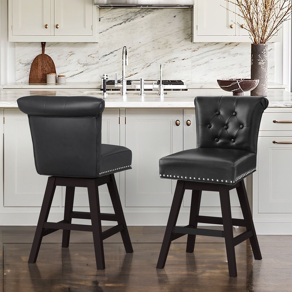 Black Faux Leather Barstool Set Of 2