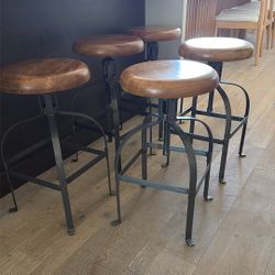 Set of 5 Industrial Wood & Metal Adjustable Swivel Bar Stools – World Market