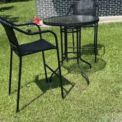 Tall Black Bistro Patio Set