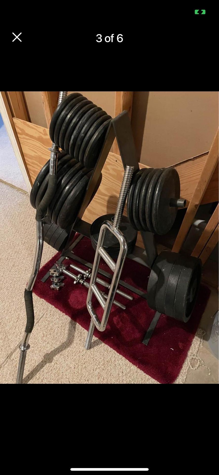 Set Of 400 Lbs Weights Plates With Bars And Weight Rack