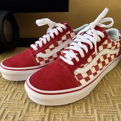 Brand New Vans Red Checkerboard Womans Size 8 And 8.5, Mismatched Pair, Not Supreme, FOG 