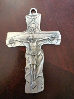 Silver-Tone Trinity Crucifix Catholic