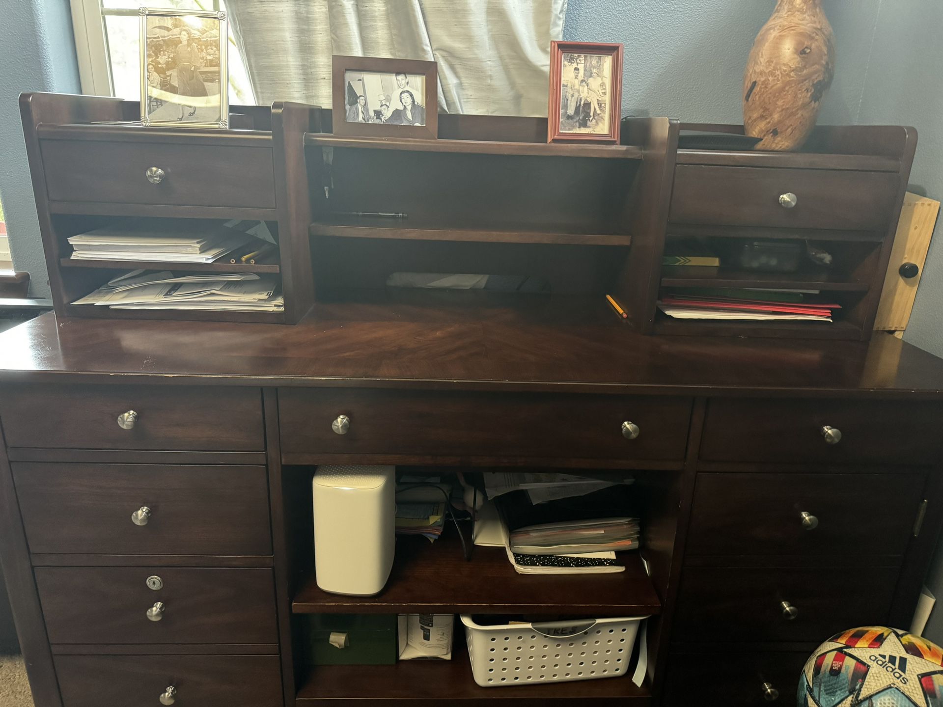 3 Part Office Desk And File Cabinet