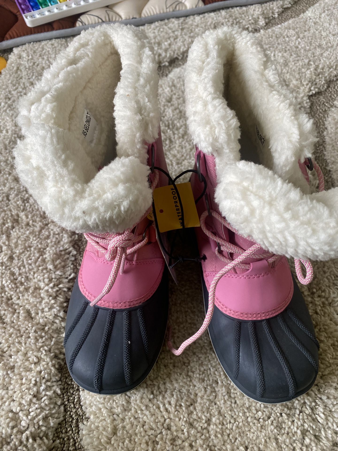 NEW WITH TAGS - Kids' Kit Lace-Up Winter Boots - Cat & Jack Pink Size 5