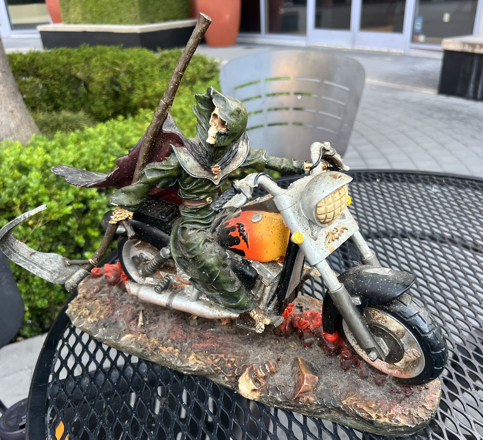 Grim Reaper Harley Davidson Vintage Ceramic Statue Collectible Biker