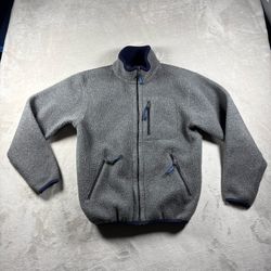 Vintage 90s Y2K L.L. Bean Deep Pile Fleece Jacket Mens M Gray Full Zip Gorp#2763