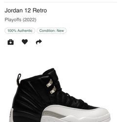 Jordan 12 Playoffs Sz 10 And 10 1/2