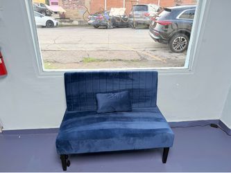 Blue Velvet Loveseat Sofa with USB