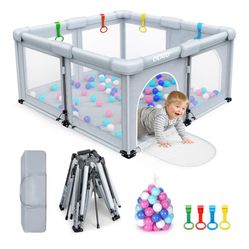 New Baby Playpen OCATO Baby Playpen: Foldable Playpen for Babies and Toddlers Large Play Pen Portable Playpen Fence Indoor Outdoor Kids Safety Area Tr
