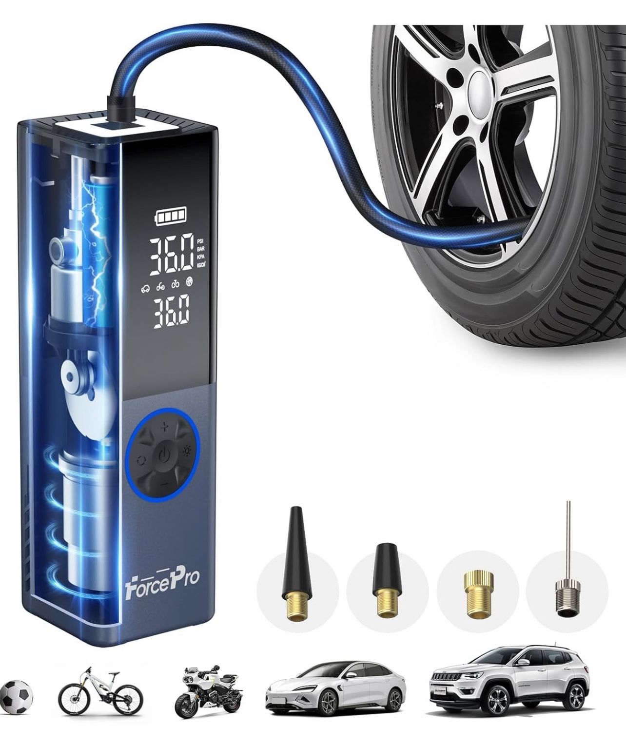 Tire Inflator Portable Air Compressor, 5X Faster Inflation 150PSI Cordless Air Pump for Car Tires with 20000mAh Rechargeable Battery Air Compressor fo