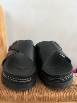 Black Chunky Platform Cross-Strap Sandals
