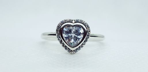 Shimmering Heart Ring, 925 Sterling Silver, CZ, Sizes 7, 8