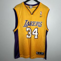 Los Angeles Lakers Shaquille O’Neal Jersey Mens Medium Reebok Gold Basketball