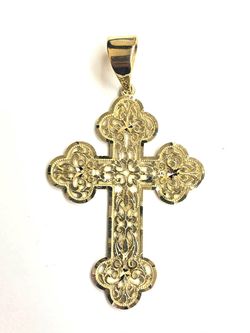 Beautiful design cross religious pendant 14K REAL YELLOW GOLD. Description⬇️