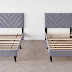 2 Gray Twin Size Bed Frame 