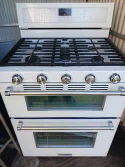KitchenAid Double Oven Gas Range White