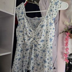 White and blue floral babydoll top #fairycore