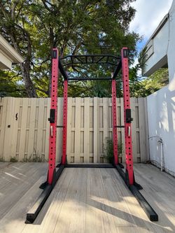 Red and Black Power Rack Squat Cage