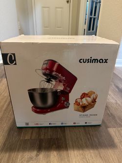 Cusimax 6.5QT Stand Mixer (Model CMKM-150R), a red 6-speed tilt-head electric kitchen mixer designed for baking and dough mixing