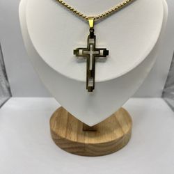 Double Cross Gold Chain Necklace	