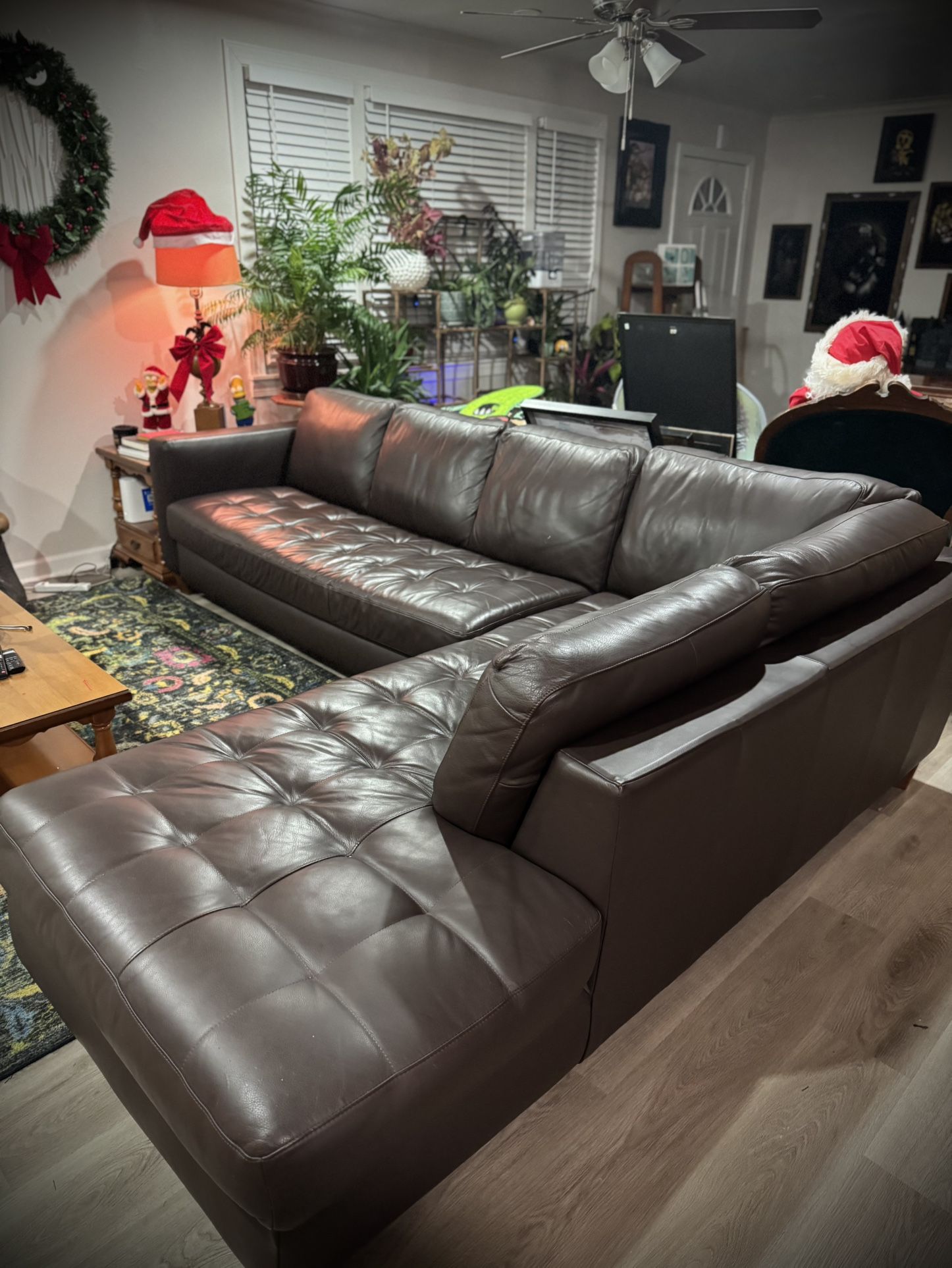 Brown Leather Right Chaise Sectional
