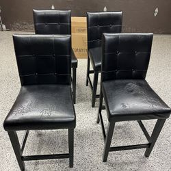 Set of 4, 24 inch Counter Height Bar Stools with Backs