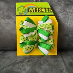 New 2 Piece Shamrock St. Patrick’s Day Barrettes Hair Clips