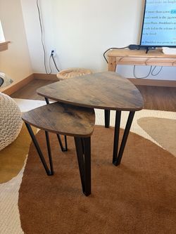 Nesting Side Tables – Rustic Brown & Black Metal