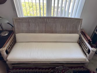 Rattan Bamboo Sofa with Cushions