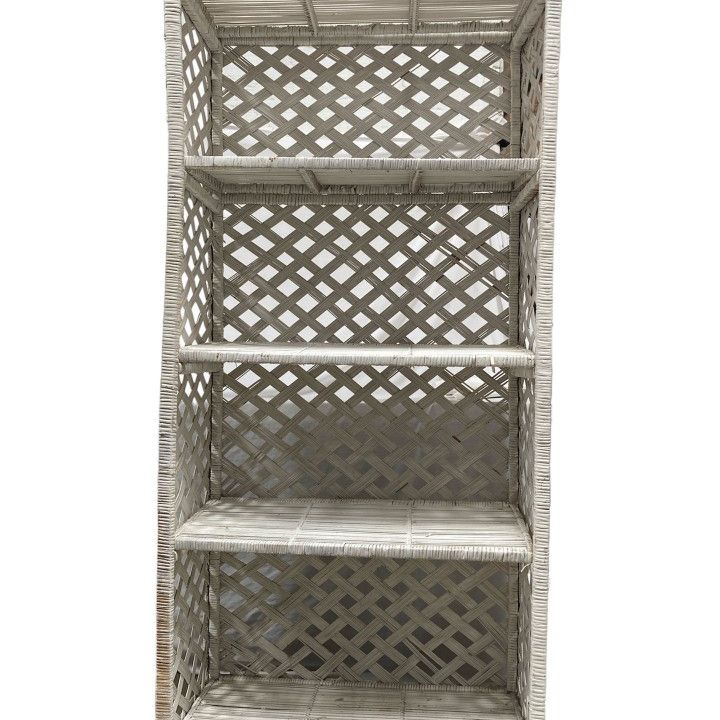 6 Foot White Rattan with 4 Shelves
